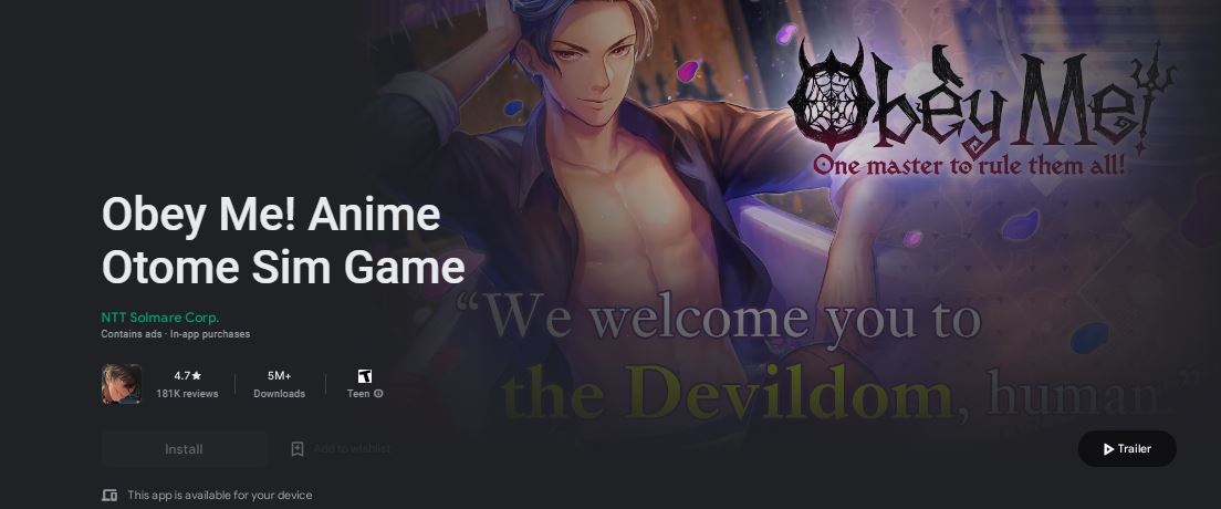 Obey Me! Anime Otome Sim Game Alternatives and its Features
