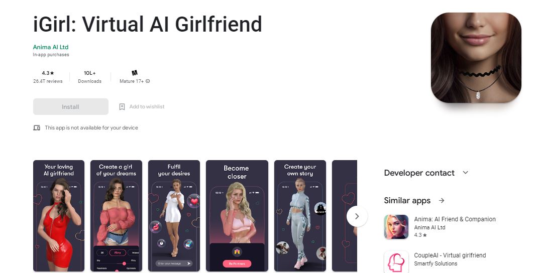 iGirl: Virtual AI Girlfriend And Their Alternatives